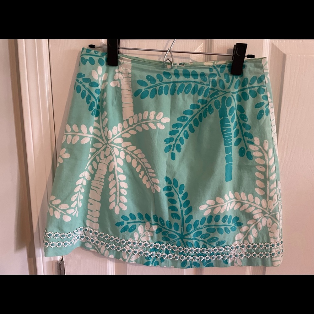 Teal Palm Tree Print Lilly Pulitzer Skirt